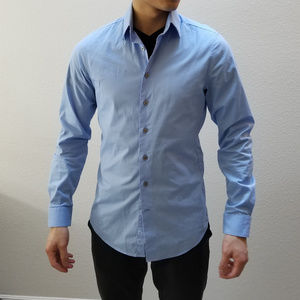 Express Men's 1MX Dress Shirt XS Athletic Fit Blue
